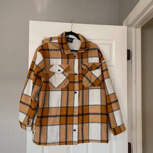 HFX Women's Flannel Plaid Shacket Shirt Jacket Size L